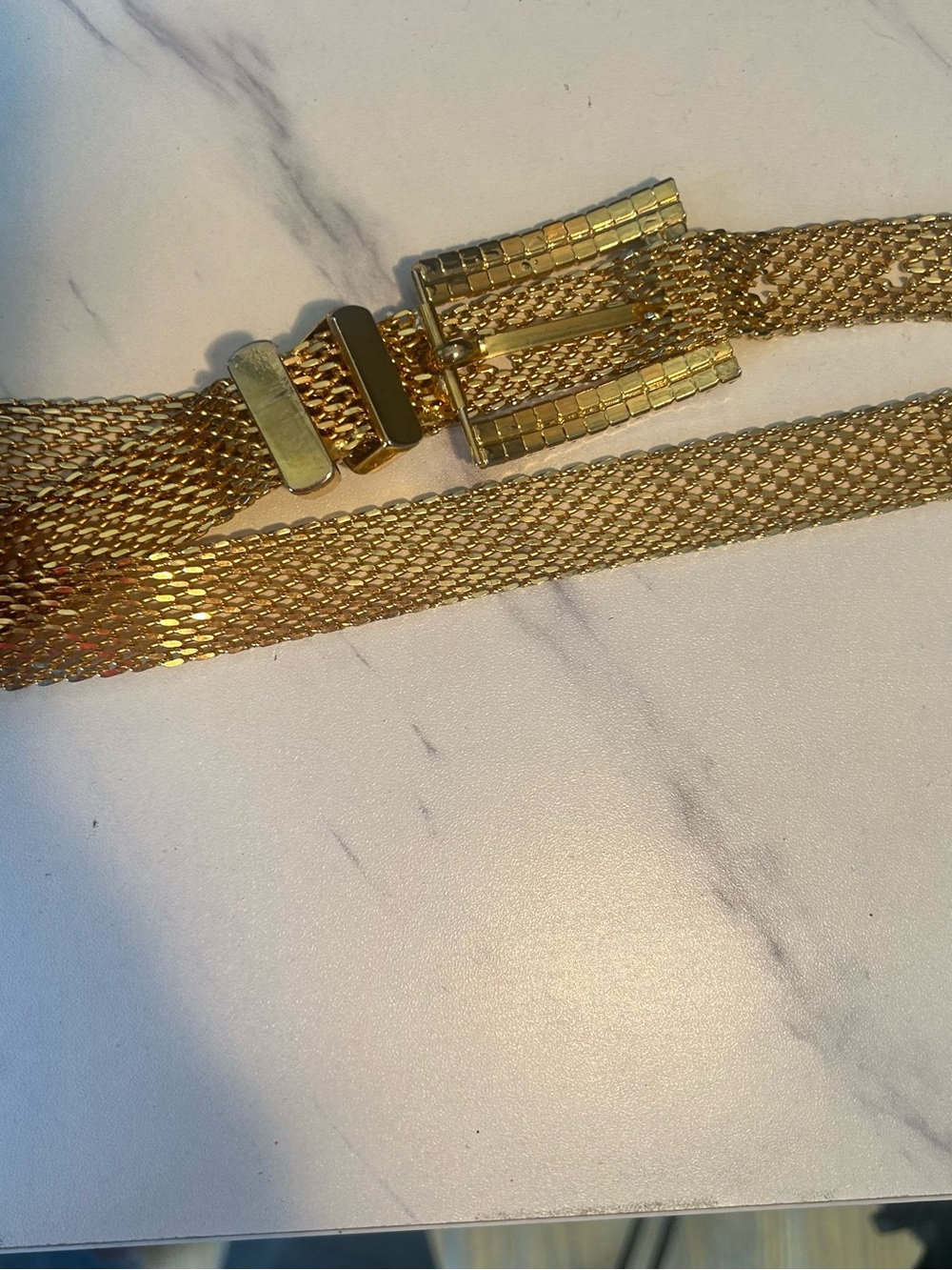 Gold Mesh Rhinestone Buckle Belt - - Picture 3 of 9